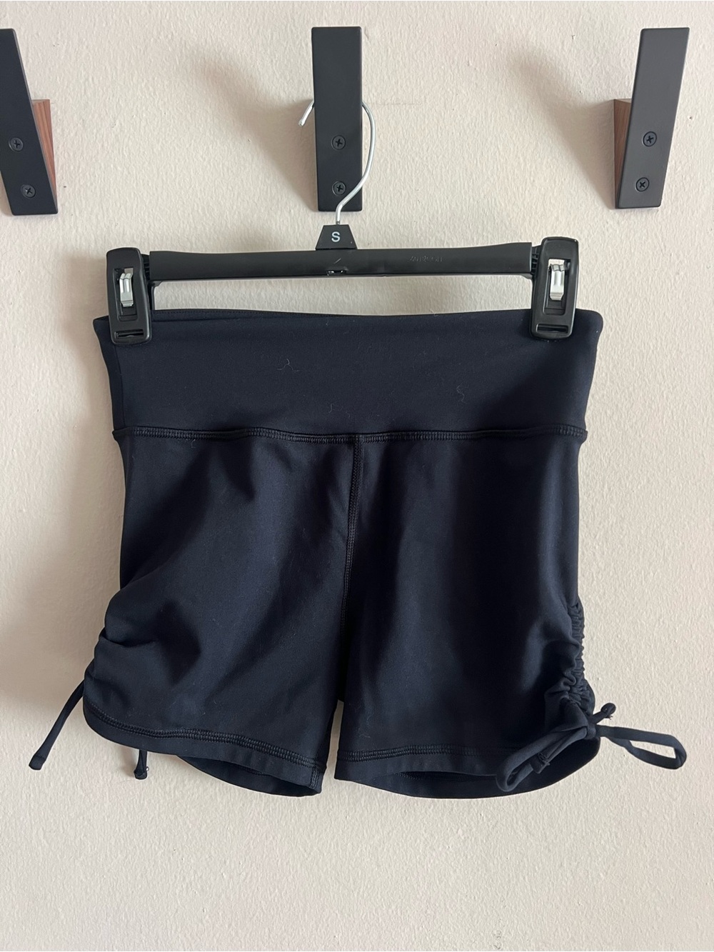 SO Black High-Rise Athletic Shorts with Side Drawstring